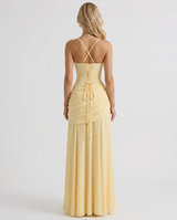 Charlotte Ruched Maxi Dress - Yellow
