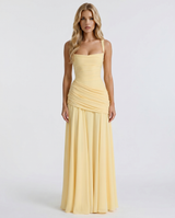 Charlotte Ruched Maxi Dress - Yellow