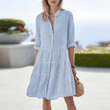 Bela - Striped Button Front Midi Dress