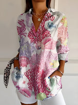 Georielle – Floral Button Blouse Women