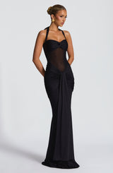 Bandra - Black Halter Neck Maxi Dress