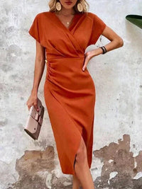 Lydelle – Abito midi con scollo a V e cintura per invitata a matrimonio