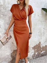 Lydelle – Abito midi con scollo a V e cintura per invitata a matrimonio