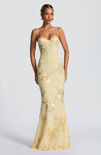 Rowenna - Floral Embroidered Maxi Wedding Guest Dress