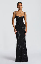Rowenna - Floral Embroidered Maxi Wedding Guest Dress