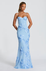 Rowenna - Floral Embroidered Maxi Wedding Guest Dress