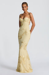 Rowenna - Floral Embroidered Maxi Wedding Guest Dress
