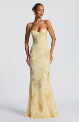 Rowenna - Floral Embroidered Maxi Wedding Guest Dress