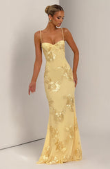 Rowenna - Floral Embroidered Maxi Wedding Guest Dress
