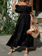 Catherin – Off Shoulder Tiered Maxi Wedding Guest Dress