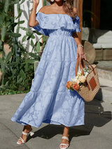 Catherin – Off Shoulder Tiered Maxi Wedding Guest Dress