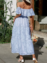 Catherin – Off Shoulder Tiered Maxi Wedding Guest Dress
