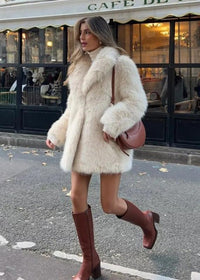 Sorvella – Women’s Plush Coat with Stand Collar