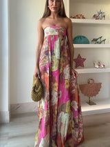 Ivy - Strapless Floral Maxi Wedding Guest Dress