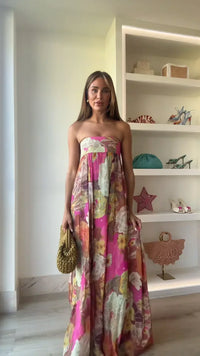 Ivy - Strapless Floral Maxi Wedding Guest Dress
