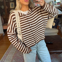 Julienne – Kvinders stribede cardigan med knapper foran