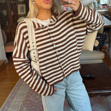 Julienne – Kvinders stribede cardigan med knapper foran