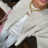 Julienne – Kvinders stribede cardigan med knapper foran