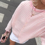 Julienne – Kvinders stribede cardigan med knapper foran