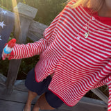 Julienne – Kvinders stribede cardigan med knapper foran