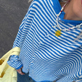 Julienne – Kvinders stribede cardigan med knapper foran